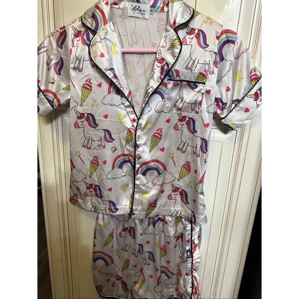 Lola + The Boys Girls Magical Unicorn Top and Shorts Set Multicolor Size 8